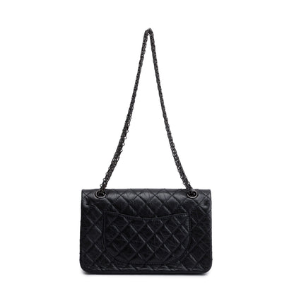 Chanel So Black Calfskin Leather 2.55 Reissue 225 Double Flap Bag
