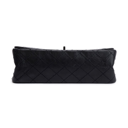 Chanel So Black Calfskin Leather 2.55 Reissue 225 Double Flap Bag