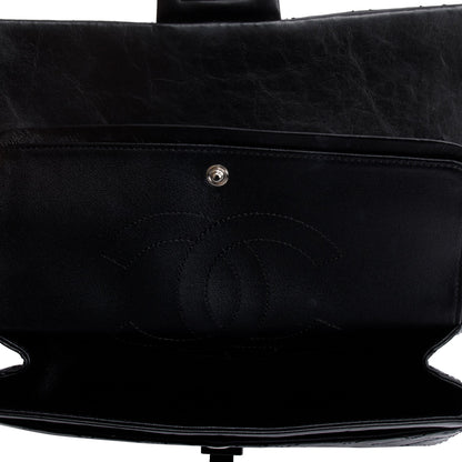 Chanel So Black Calfskin Leather 2.55 Reissue 225 Double Flap Bag