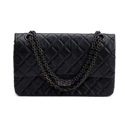 Chanel So Black Calfskin Leather 2.55 Reissue 225 Double Flap Bag