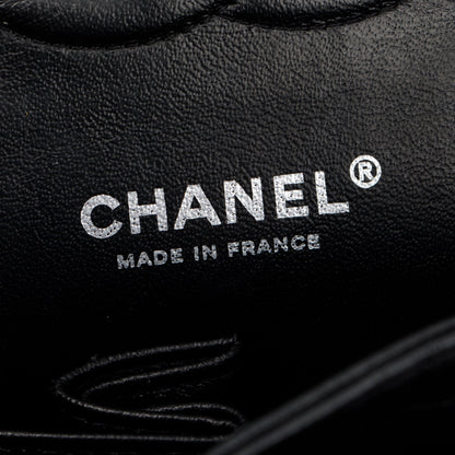 Chanel So Black Chevron Calfskin Leather Classic Medium Double Flap Bag