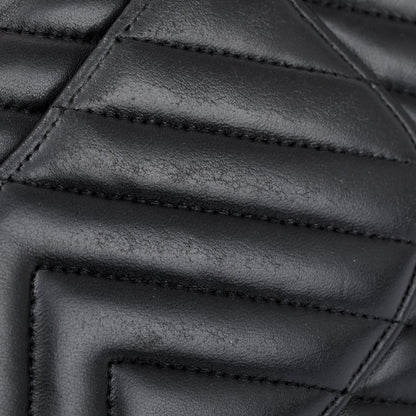 Chanel So Black Chevron Calfskin Leather Classic Medium Double Flap Bag