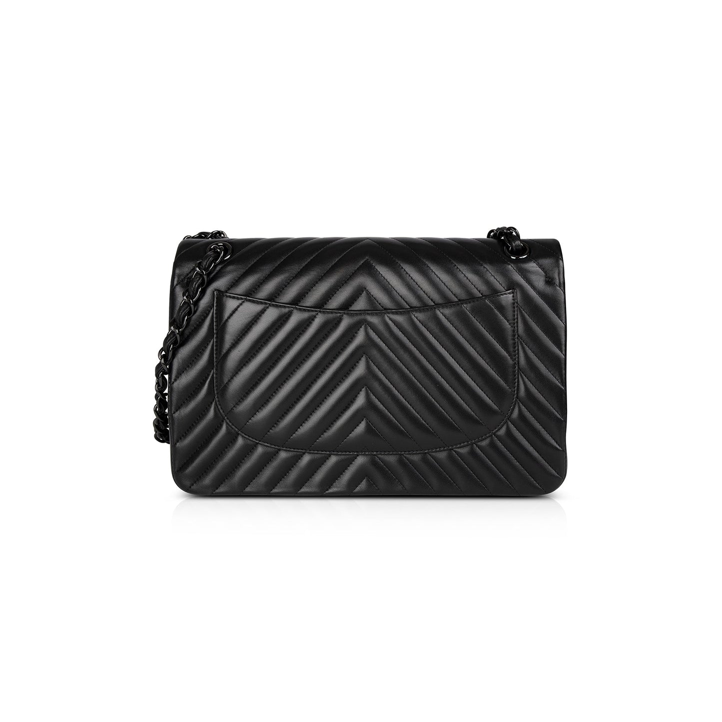 Chanel So Black Chevron Classic Jumbo Double Flap Bag