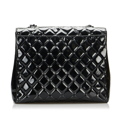 Chanel So Black Matelasse Patent Leather Single Flap Bag (SHG-6IHvZr)