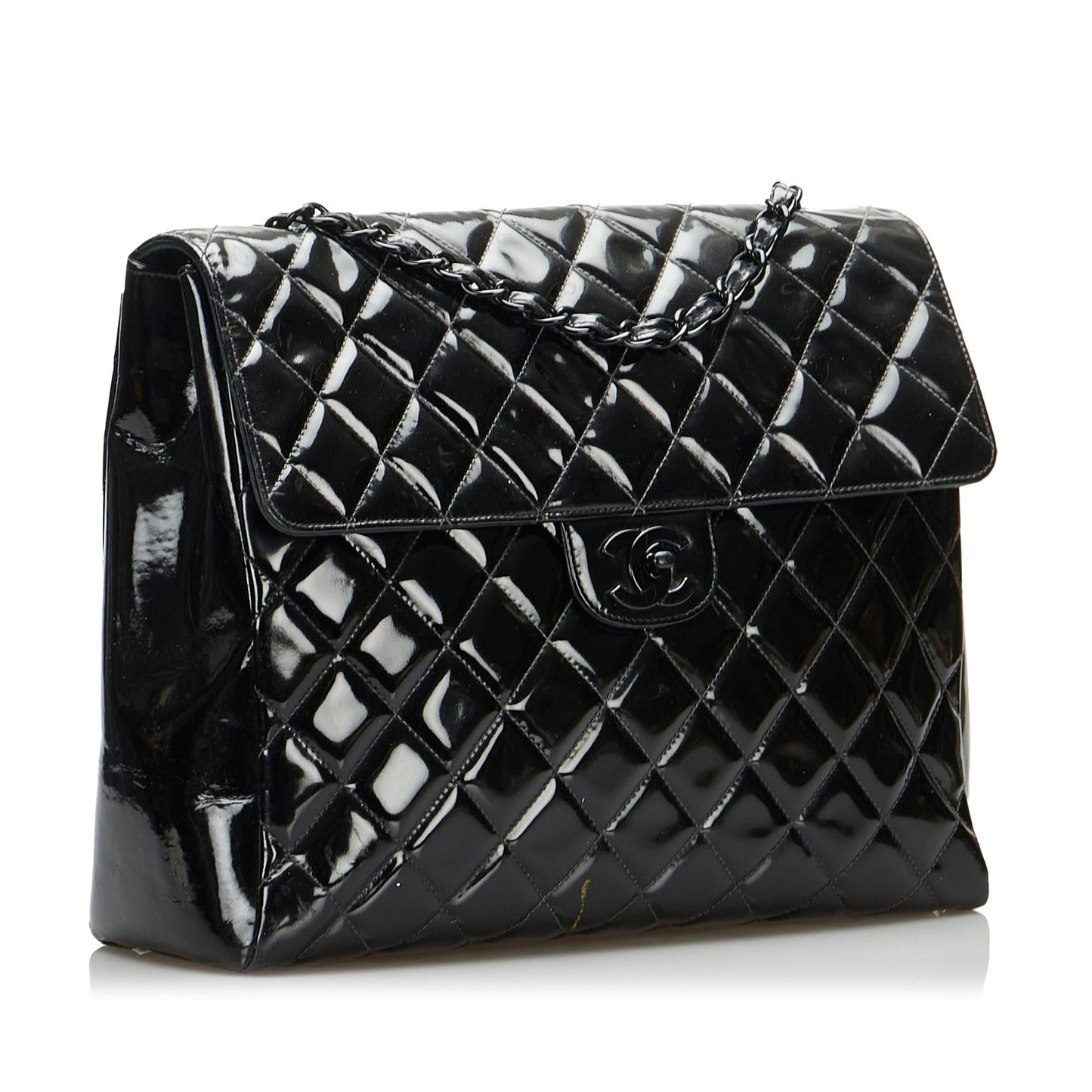 Chanel So Black Matelasse Patent Leather Single Flap Bag (SHG-6IHvZr)