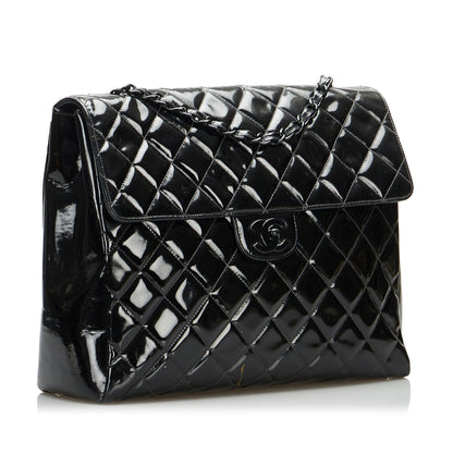 Chanel So Black Matelasse Patent Leather Single Flap Bag (SHG-6IHvZr)
