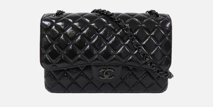 CHANEL SO BLACK QUILTED CRUMPLED CALFSKIN MEDIUM DOUBLE FLAP BAG