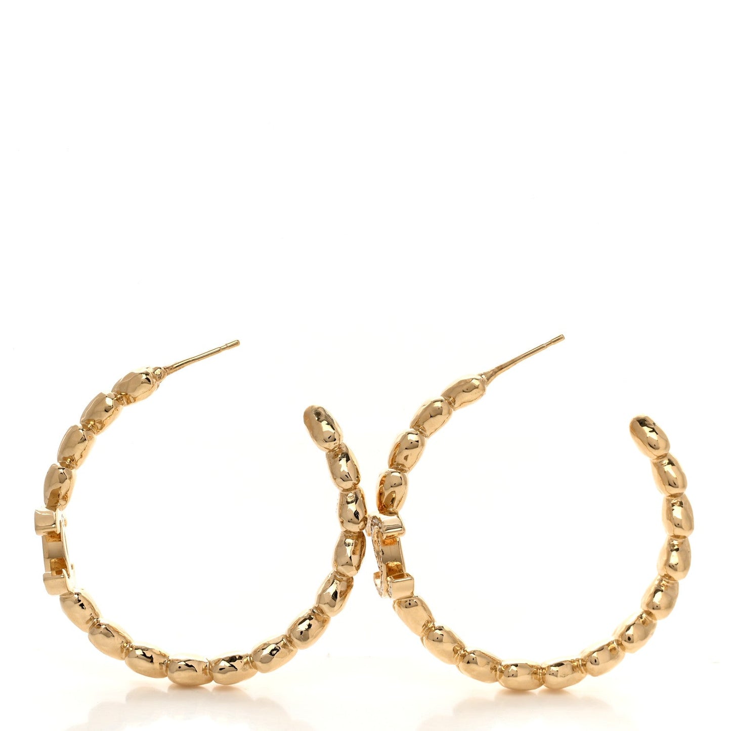 CHANEL STRASS CC CRYSTAL HEART HOOP EARRINGS