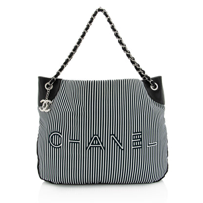 Chanel Striped Canvas Rialto Shoulder Bag (SHF-BaPjh9)
