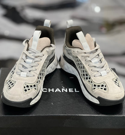 CHANEL SUEDE & CALFSKIN LEATHER SNEAKERS