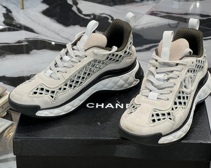 CHANEL SUEDE & CALFSKIN LEATHER SNEAKERS