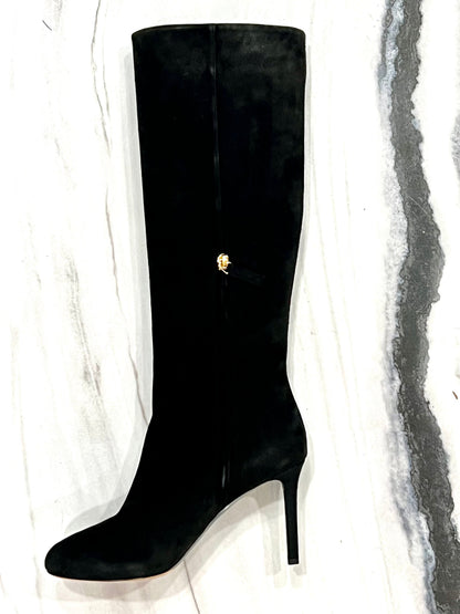 CHANEL CC SUEDE CALFSKIN KNEE HIGH BOOTS