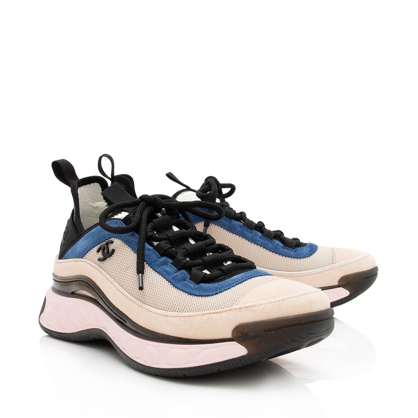 Chanel Suede Mesh CC Cap Toe Sneakers - Size 10 / 40 (SHF-BjDQ7O)