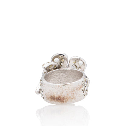 Chanel Swarovski Crystal CC Camellia Ring - Size 7 (SHF-0leEV6)