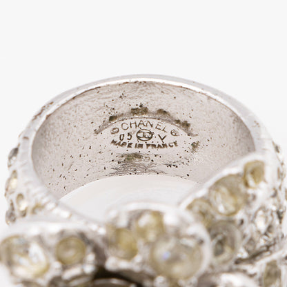 Chanel Swarovski Crystal CC Camellia Ring - Size 7 (SHF-0leEV6)