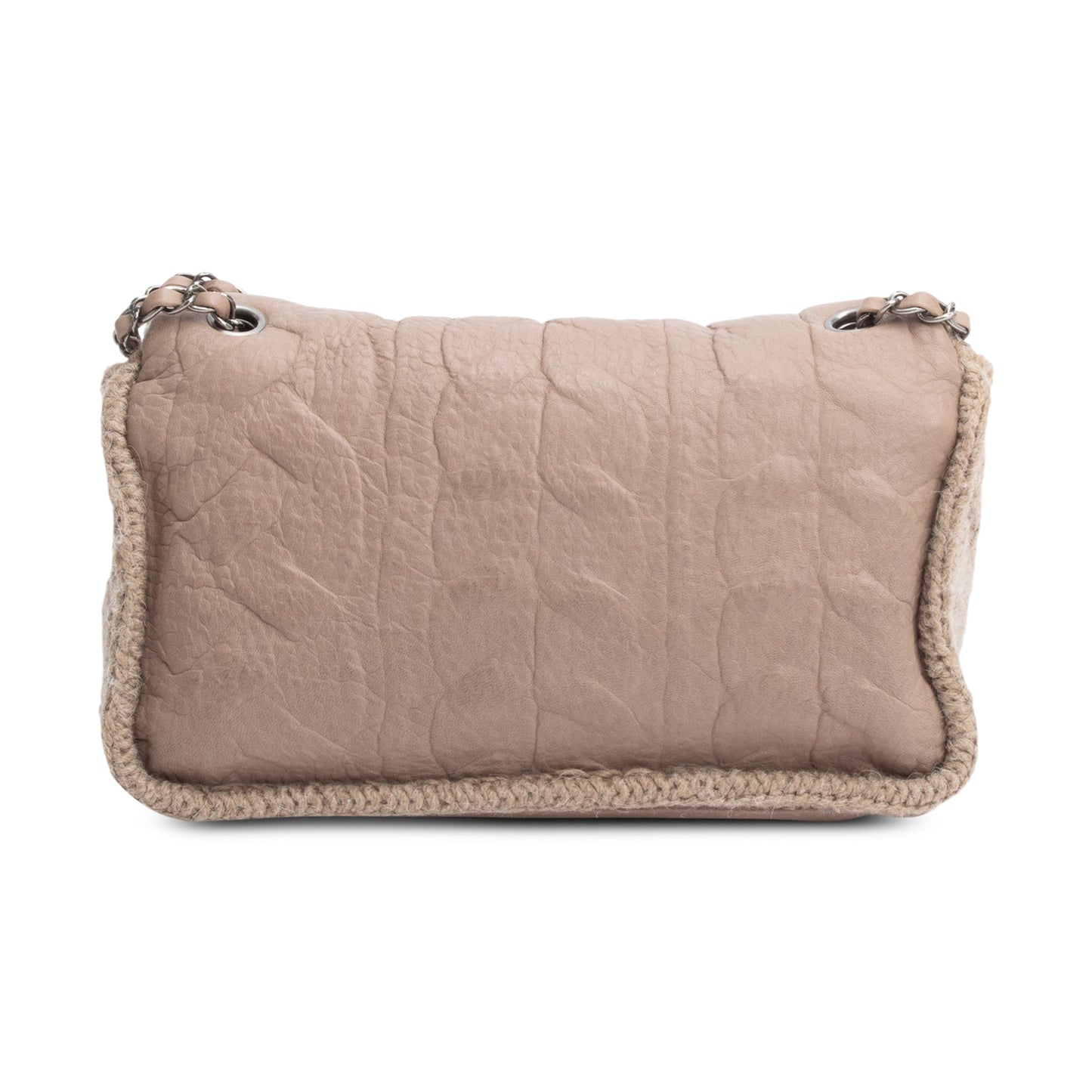 Chanel Taupe Sheepskin & Wool Small Chic Knit Flap Bag