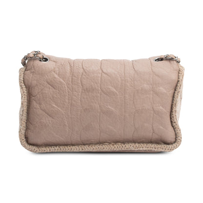 Chanel Taupe Sheepskin & Wool Small Chic Knit Flap Bag