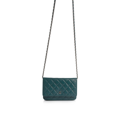 Chanel Teal Caviar Classic Wallet on Chain