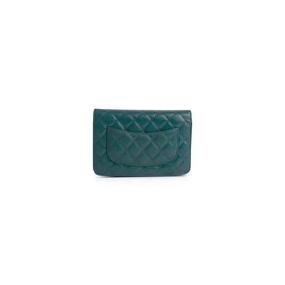 Chanel Teal Caviar Classic Wallet on Chain