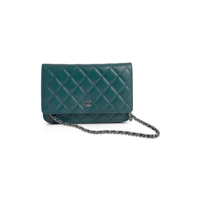 Chanel Teal Caviar Classic Wallet on Chain