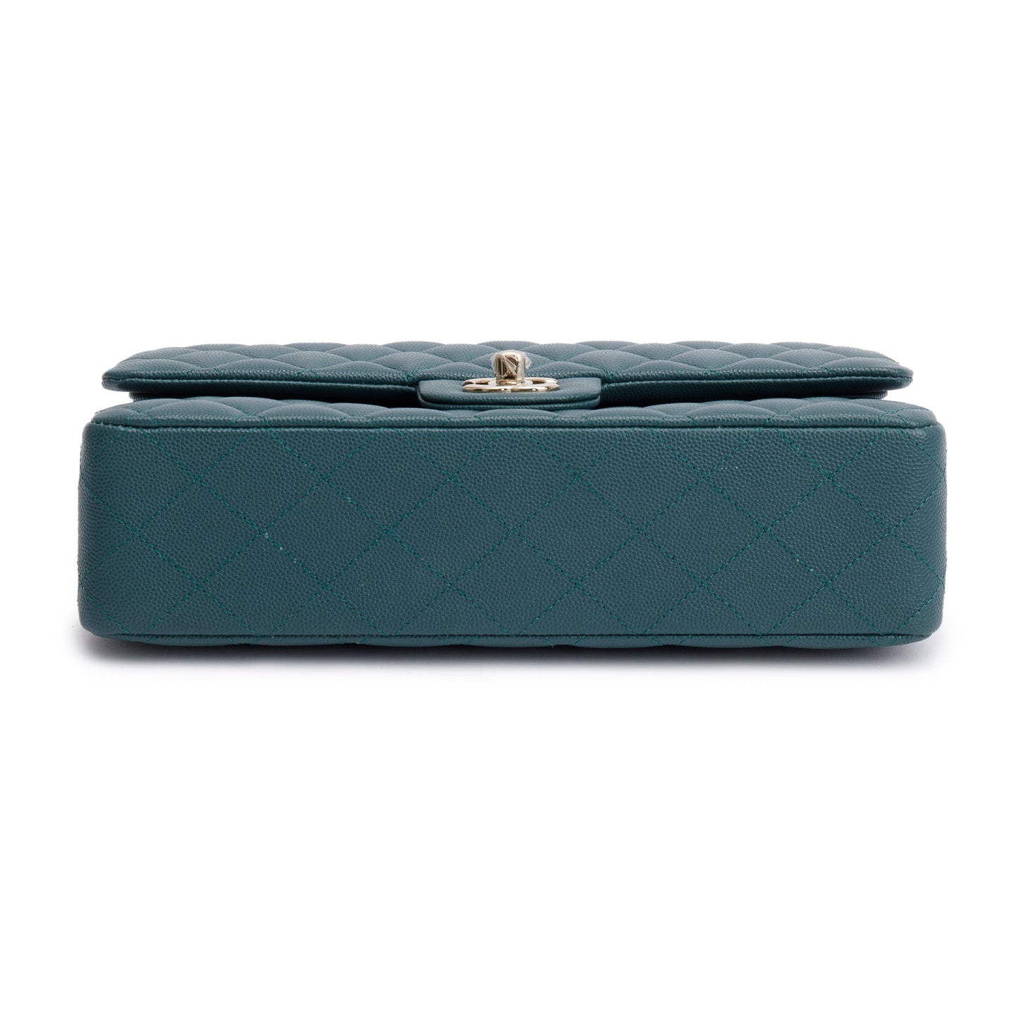 Chanel Teal Quilted Caviar Leather Classic Medium Double Flap Bag