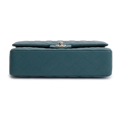 Chanel Teal Quilted Caviar Leather Classic Medium Double Flap Bag