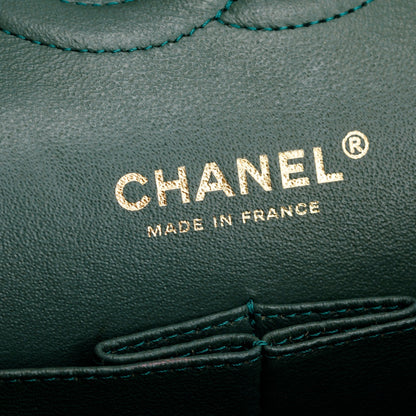 Chanel Teal Quilted Caviar Leather Classic Medium Double Flap Bag