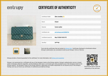 Chanel Teal Quilted Caviar Leather Classic Medium Double Flap Bag