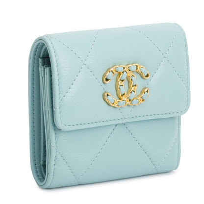 Chanel Teal Quilted Leather Small 19 Flap Wallet