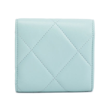 Chanel Teal Quilted Leather Small 19 Flap Wallet