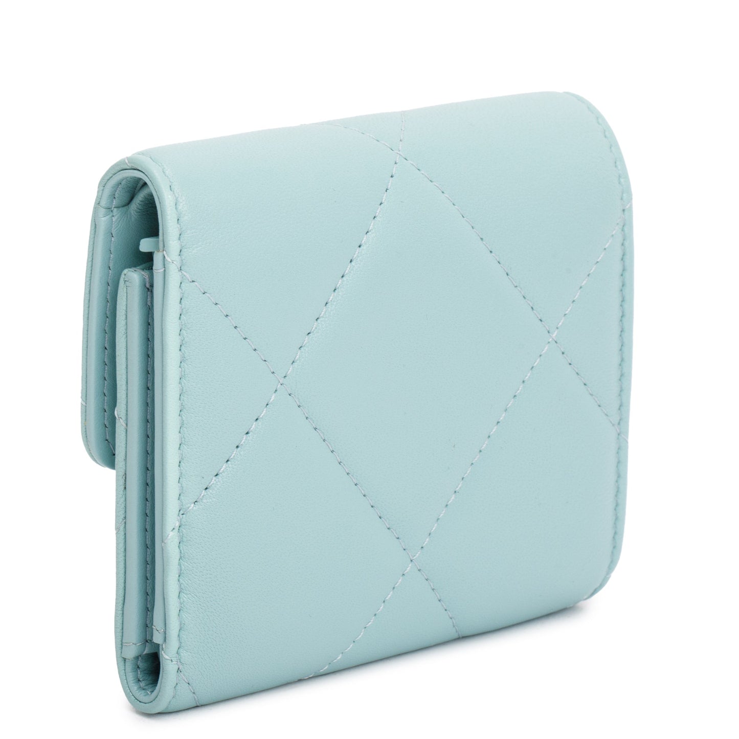 Chanel Teal Quilted Leather Small 19 Flap Wallet
