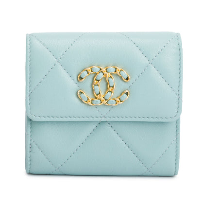 Chanel Teal Quilted Leather Small 19 Flap Wallet