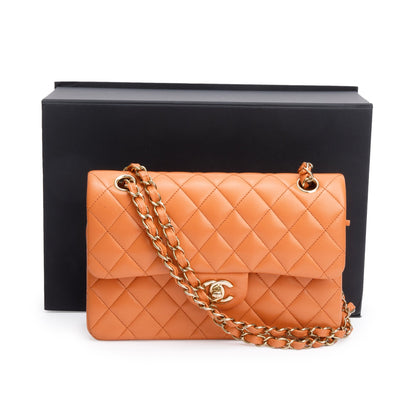 Chanel Terracotta Quilted Lambskin Leather Classic Small Double Flap Bag
