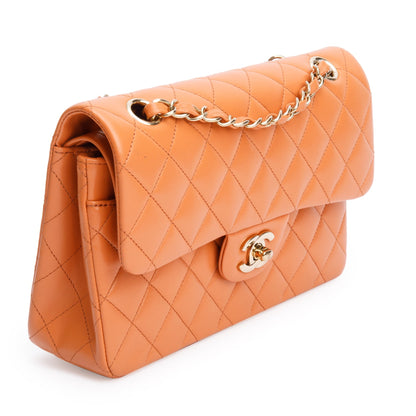 Chanel Terracotta Quilted Lambskin Leather Classic Small Double Flap Bag