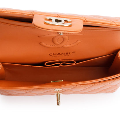 Chanel Terracotta Quilted Lambskin Leather Classic Small Double Flap Bag