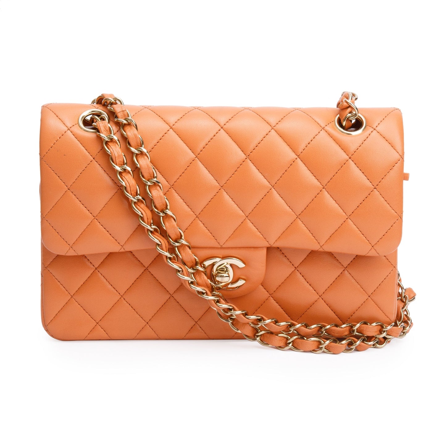Chanel Terracotta Quilted Lambskin Leather Classic Small Double Flap Bag