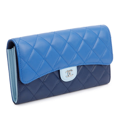 Chanel Tri-color Lambskin Leather Classic Long Flap Wallet