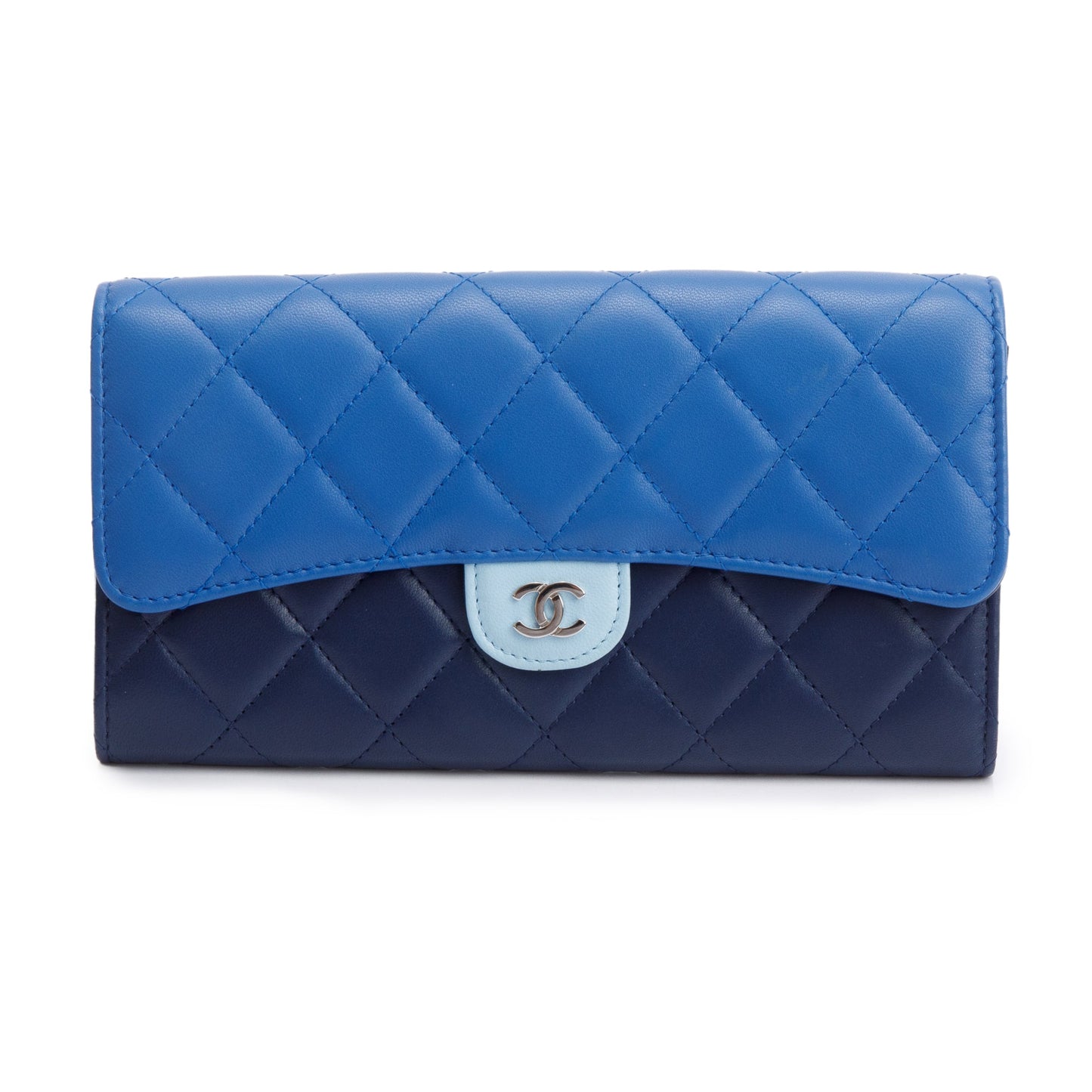 Chanel Tri-color Lambskin Leather Classic Long Flap Wallet