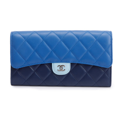 Chanel Tri-color Lambskin Leather Classic Long Flap Wallet