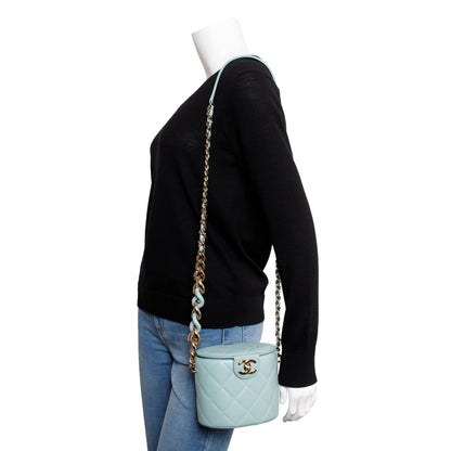Chanel Turquoise Lambskin Leather Vanity Case on Chain