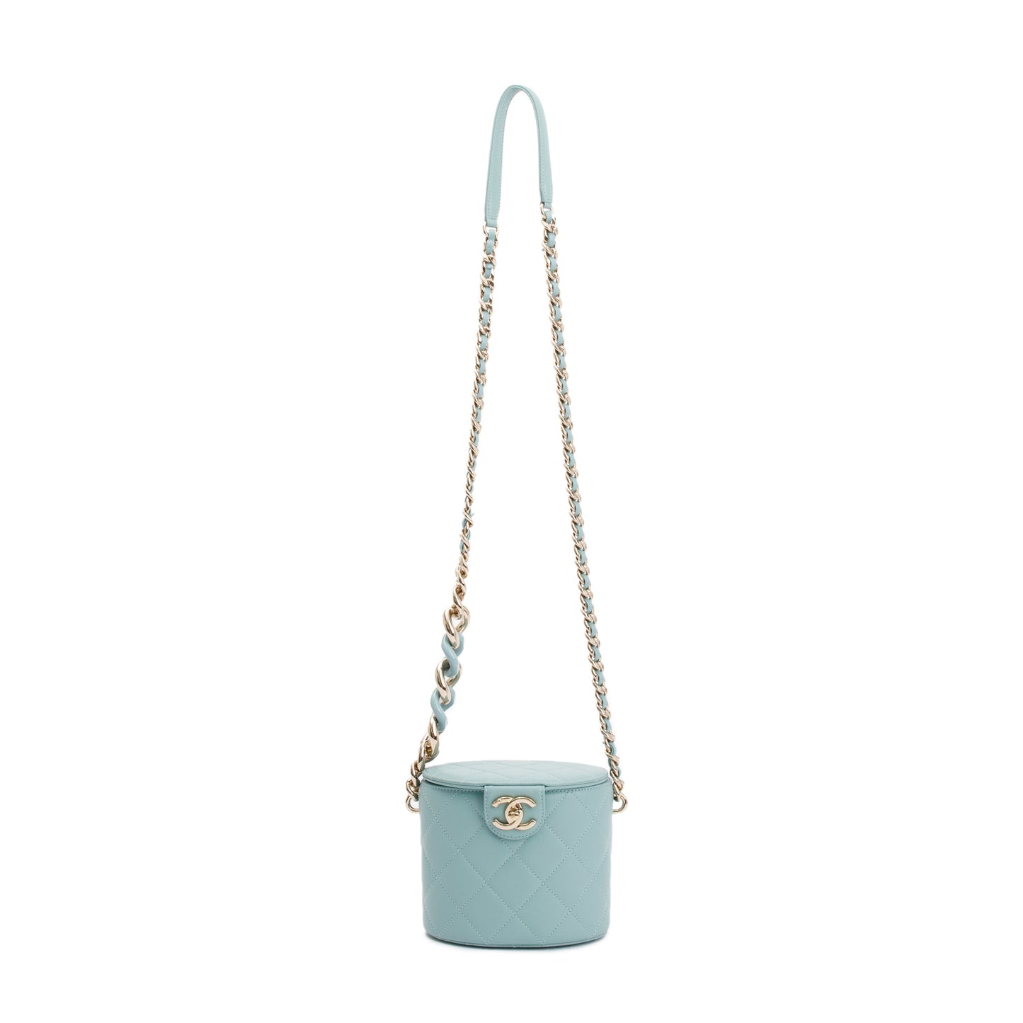 Chanel Turquoise Lambskin Leather Vanity Case on Chain