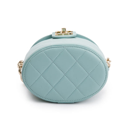 Chanel Turquoise Lambskin Leather Vanity Case on Chain