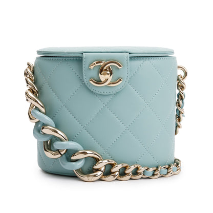 Chanel Turquoise Lambskin Leather Vanity Case on Chain