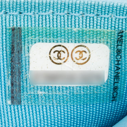Chanel Turquoise Quilted Lambskin Leather Classic Wallet on Chain