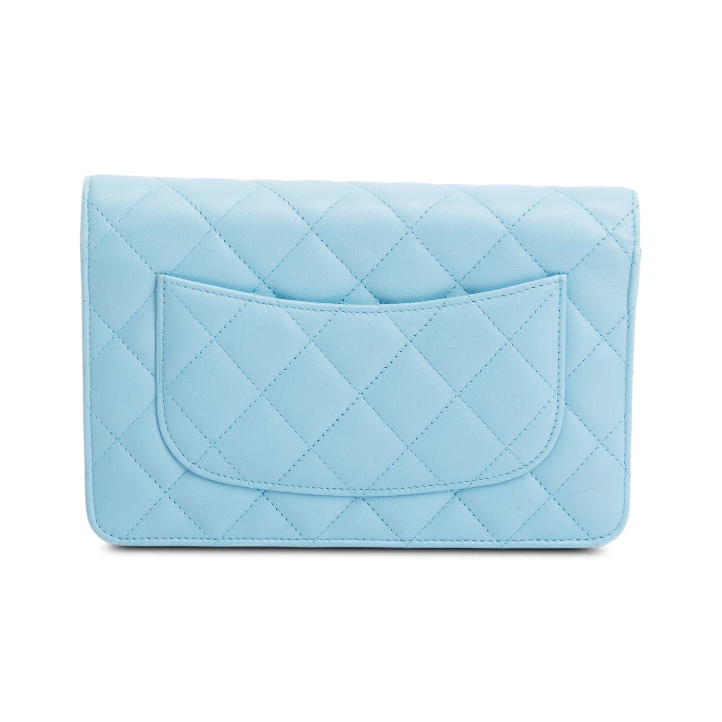 Chanel Turquoise Quilted Lambskin Leather Classic Wallet on Chain