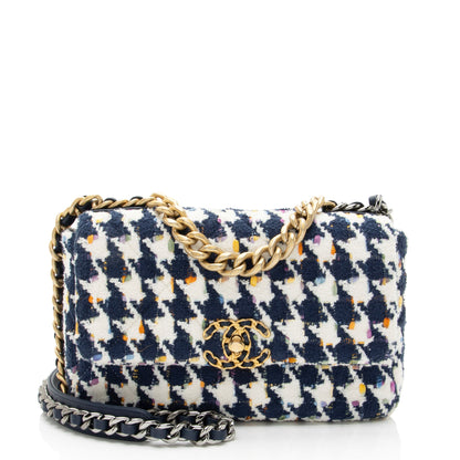 Chanel Tweed Houndstooth 19 Medium Flap Shoulder Bag