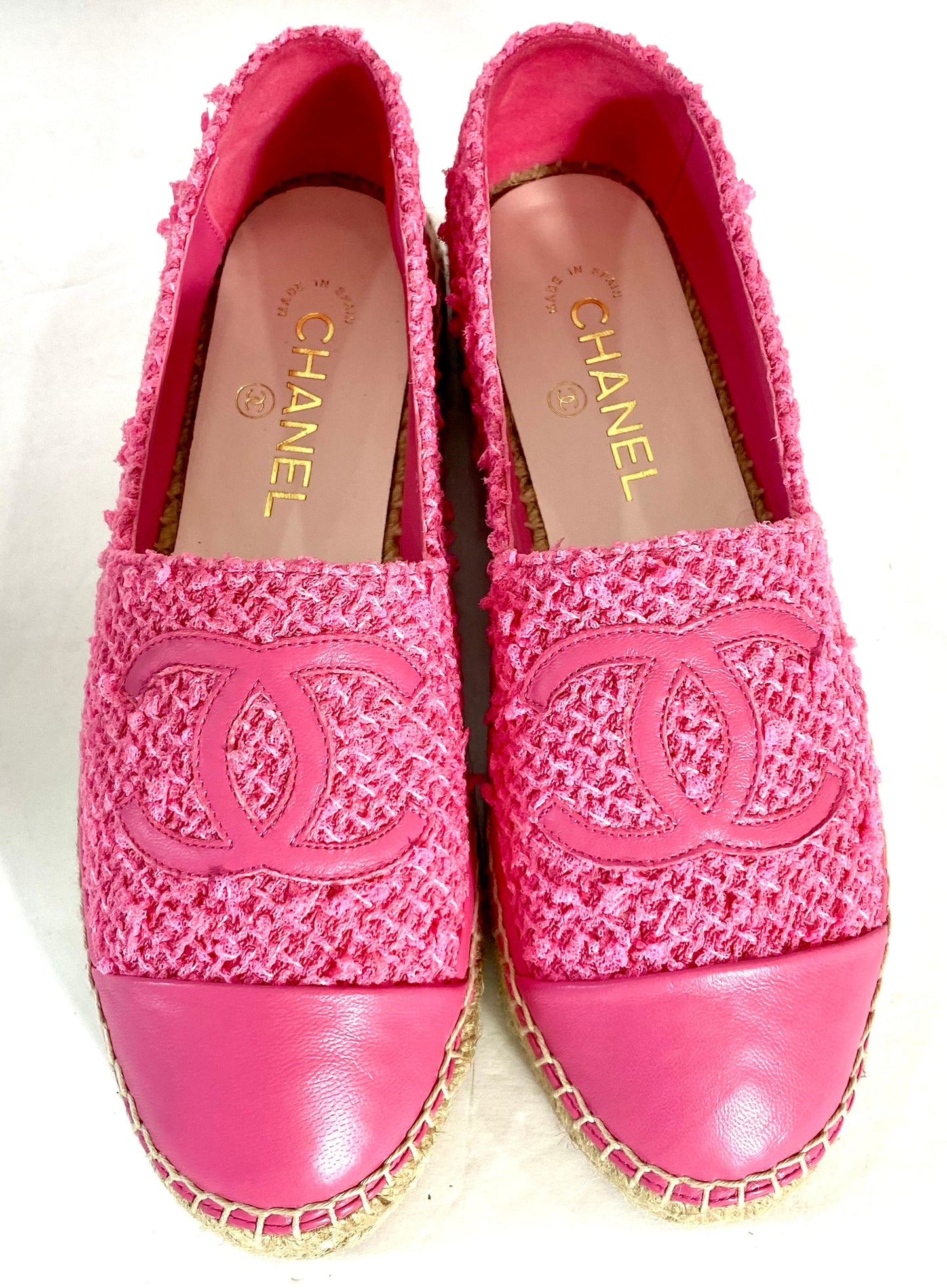CHANEL TWEED LAMBSKIN CC ESPADRILLES