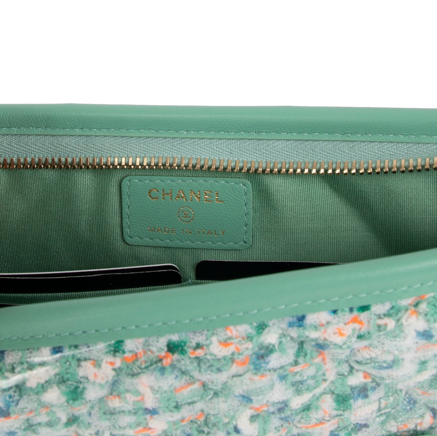 Chanel Tweed PVC Logo Pouch