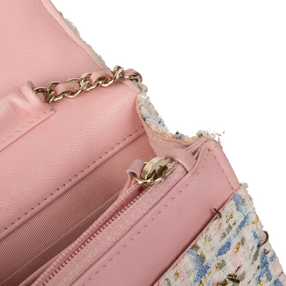 Chanel Tweed Quilted Classic Charms Wallet on Chain