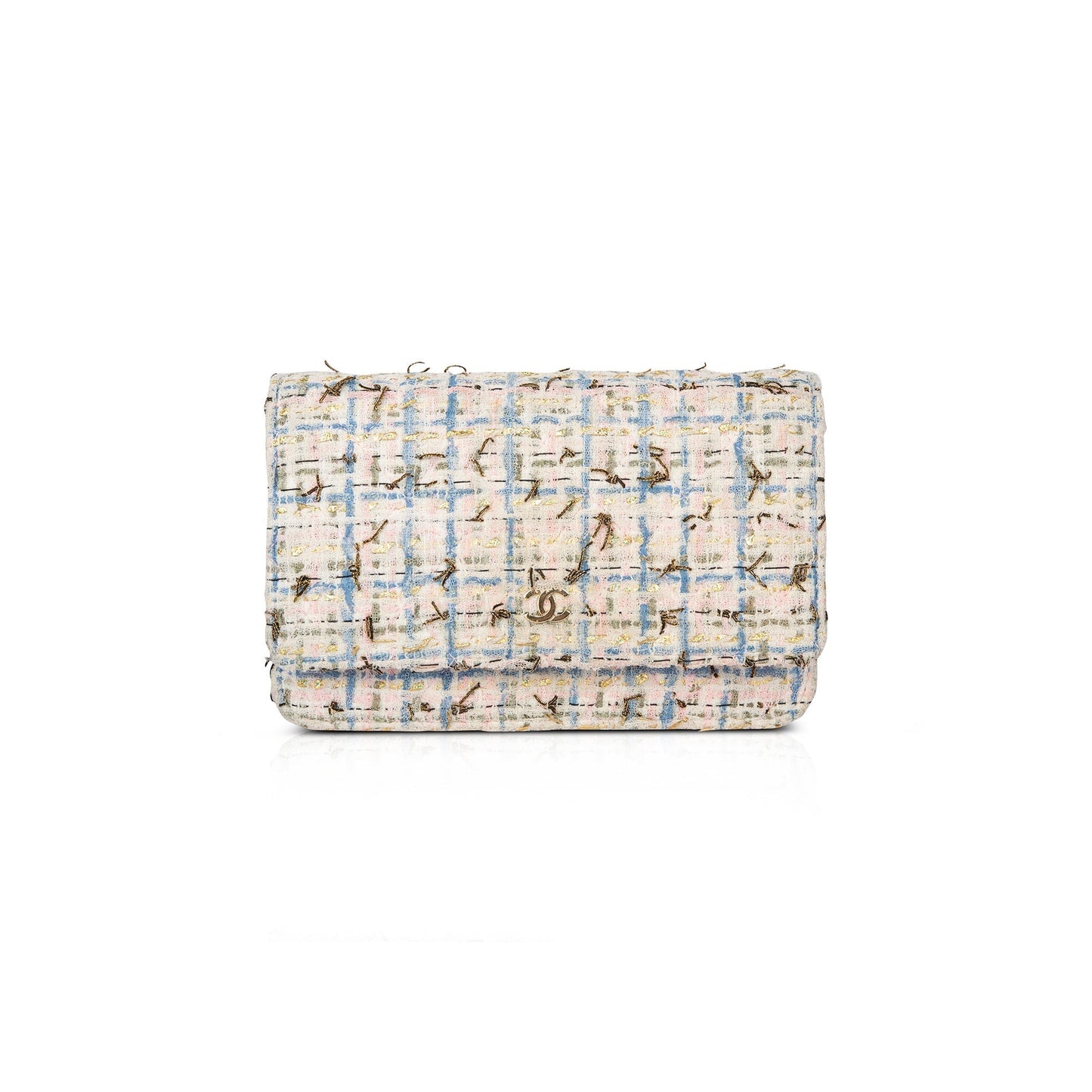 Chanel Tweed Quilted Classic Charms Wallet on Chain